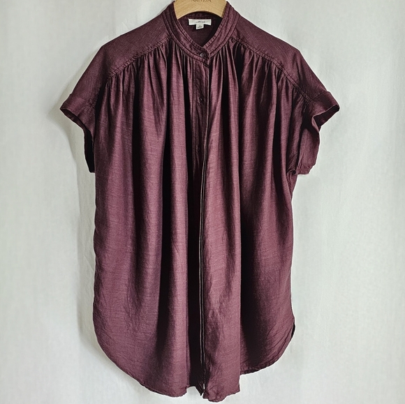 🇨🇦 Aritzia Wilfred Cabernet Wine Button-Up Bertillion Blouse - Picture 8 of 16